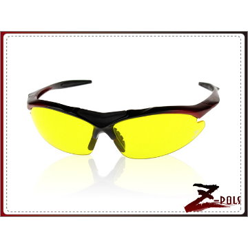 【Z-POLS旗艦系列】PC防爆增光黃 頂級黑紅漸烤漆 TR超彈性舒適材質 UV4運動眼鏡