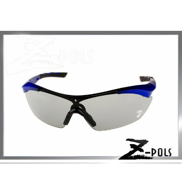 【Z-POLS全新頂級3秒變色鏡片款】專業級TR90頂級材質 鏡腳可調 UV400超感光運動眼鏡(黑漸藍)
