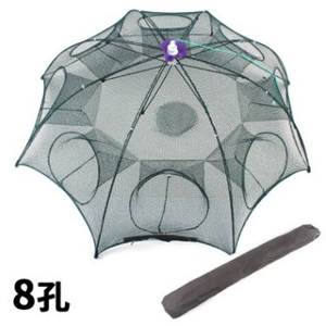 May Shop【GT107091322E3】自動折疊傘型漁網漁具 (8孔)