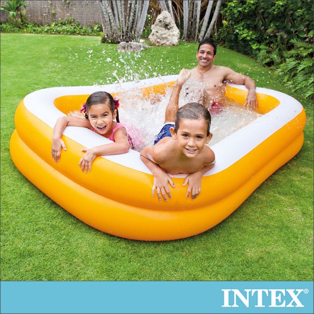 INTEX 桔色長方型游泳池229x147x46cm(57181)