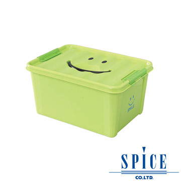 【SPICE】KIDS 馬卡龍色彩 附蓋 微笑整理箱 收納箱 - 綠色 M
