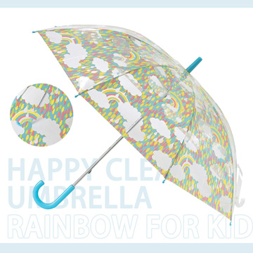 日本 HAPPY CLEAR UMBRELLA RAINBOW 彩虹雲 晴天 雨傘