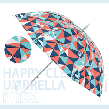 日本 HAPPY CLEAR UMBRELLA PRISM 紅藍 撞色 晴天 雨傘