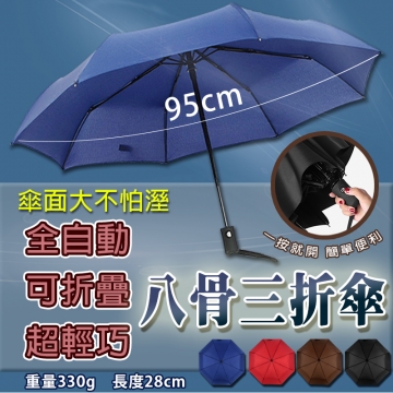 【樂邦】全自動開收摺疊八骨三折晴雨傘