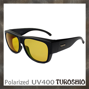 Turoshio TR90 超輕量-坐不壞科技-偏光套鏡-近視/老花可戴 H80098 C2 黑黃片(大)