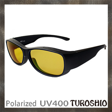 Turoshio TR90 超輕量-坐不壞科技-偏光套鏡-近視/老花可戴 H80102 C2 黑黃片(小)