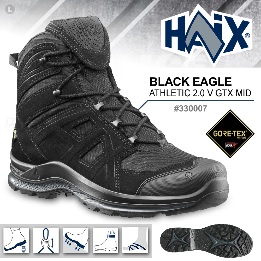 HAIX BLACK EAGLE Athletic 2.0V GTX MID 黑鷹運動中筒鞋(黑色)