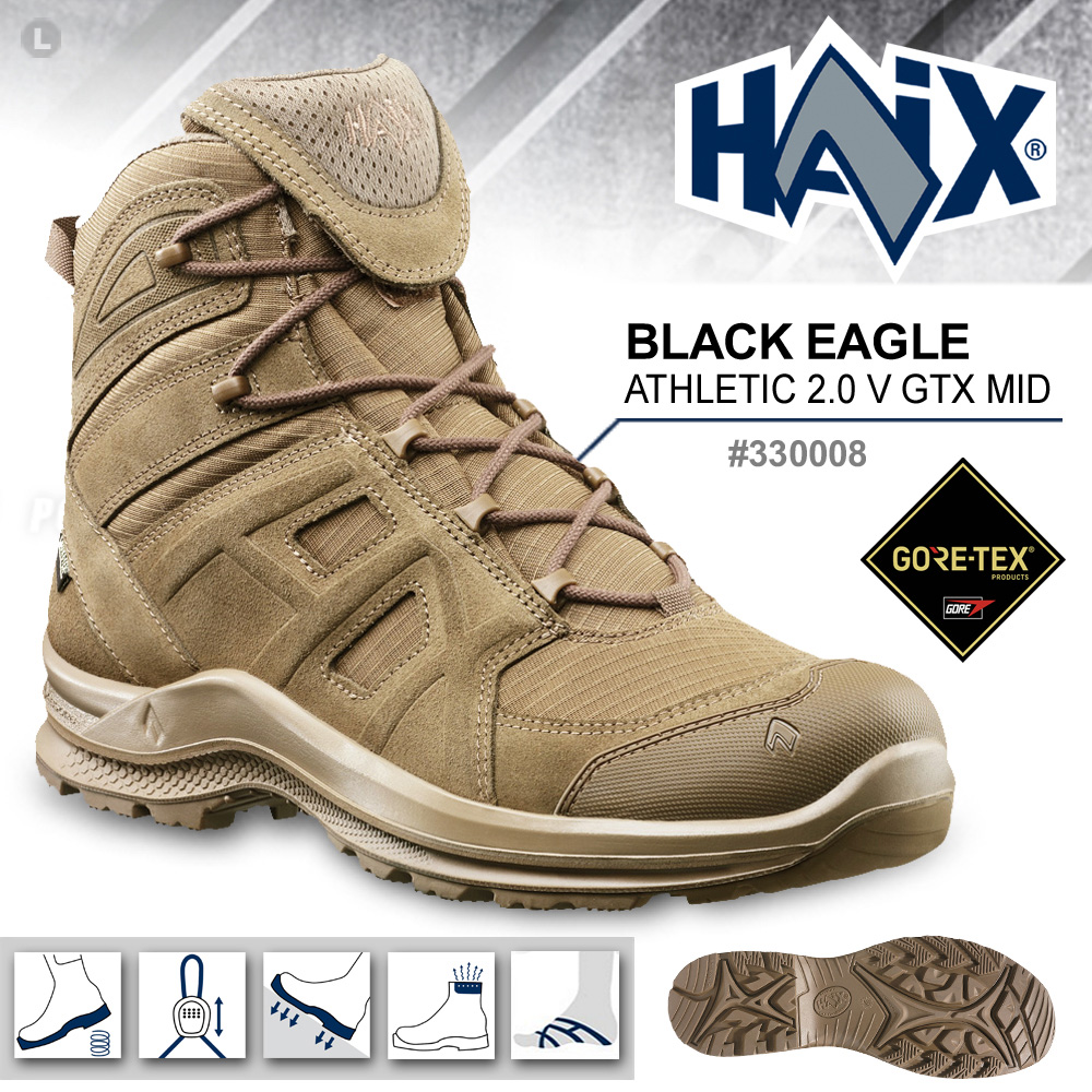 HAIX BLACK EAGLE Athletic 2.0V GTX MID 黑鷹運動中筒鞋(狼棕色)