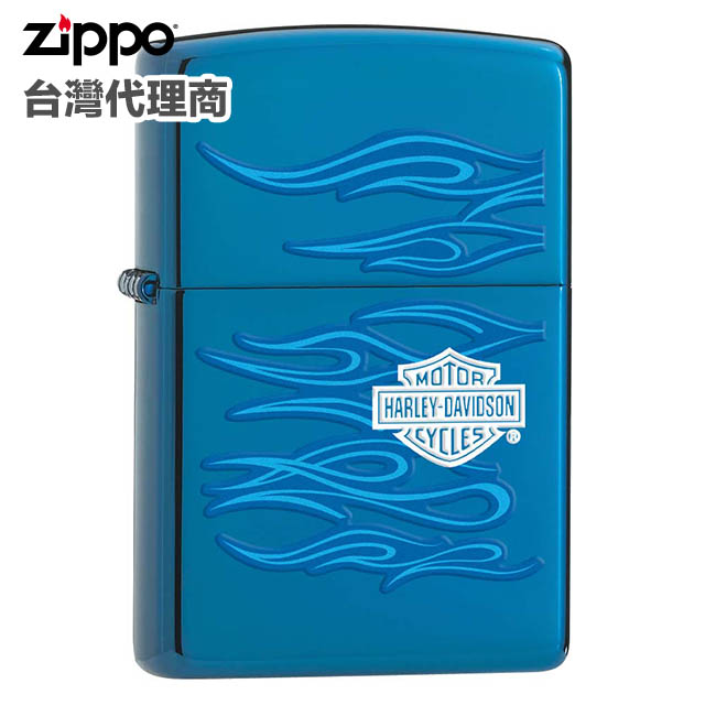 Zippo 哈雷藍寶鬼魅 ; 藍寶、射印 防風打火機