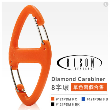 BISON Plastic Diamond Carabiner 八字環 #121PDM(單色兩個合售)
