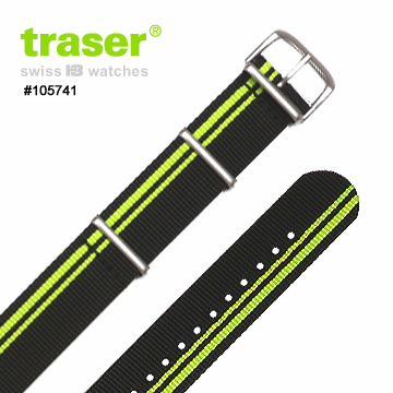 TRASER Textile_Strap_black green 尼龍織料錶帶