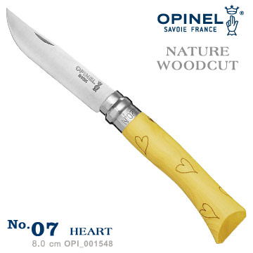 OPINEL NATURE - WOODCUT 法國刀自然圖騰系列-愛心圖騰(No.07 #OPI_001548)
