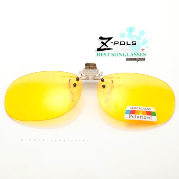 【Z-POLS新型夾式新款】100%頂級黃夜用偏光可夾式 UV400 可掀彈性 頂級功能款偏光眼鏡！新上市