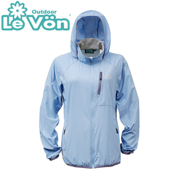 【LeVon】LV3452 - 女抗紫外線單層風衣 - 煙藍
