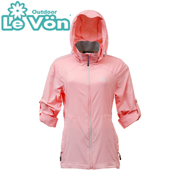 【LeVon】LV3453 - 女抗紫外線單層風衣 - 桃粉紅