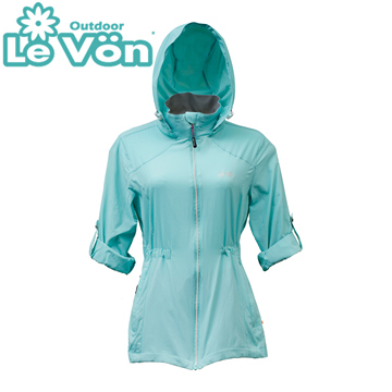【LeVon】LV3455 - 女抗紫外線單層風衣 - 綠湖藍