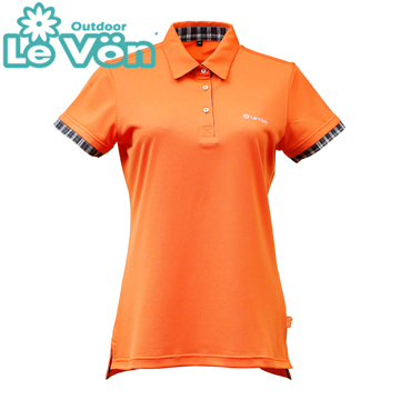 【LeVon】LV7435 - 女吸濕排汗抗UV短袖POLO衫 - 桔
