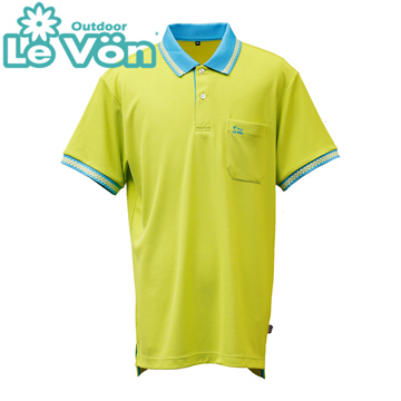 【LeVon】LV7442 - 男吸濕排汗抗UV短袖POLO衫 - 淺綠