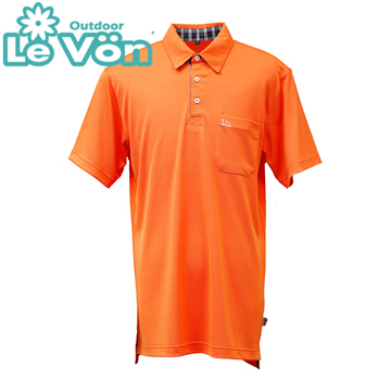 【LeVon】LV7448 - 男吸濕排汗抗UV短袖POLO衫 - 桔