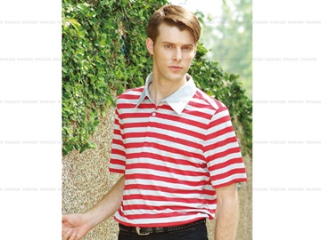 【瑞多仕-RATOPS】男款 平織布領休閒排汗POLO衫_DB8155 紅白條紋 V1