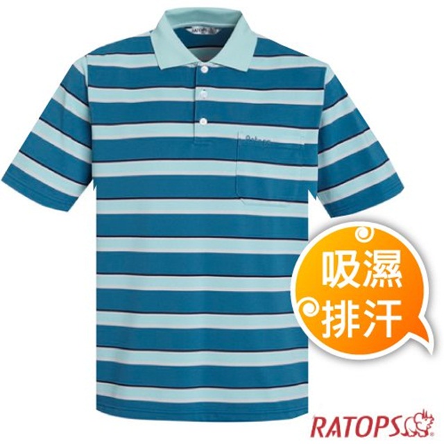 【瑞多仕-RATOPS】男款 COOLMAX 輕量透氣短袖條紋POLO衫_DB8948 靛藍/米灰/湖綠/深藍色