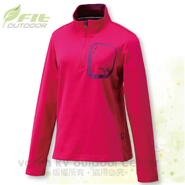 【FIT】女新款 內刷保暖上衣/立領拉鍊設計/玫瑰紅 EW2102