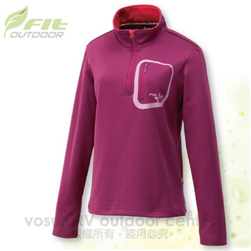 【FIT】女新款 內刷保暖上衣/立領拉鍊設計/紫紅色 EW2102