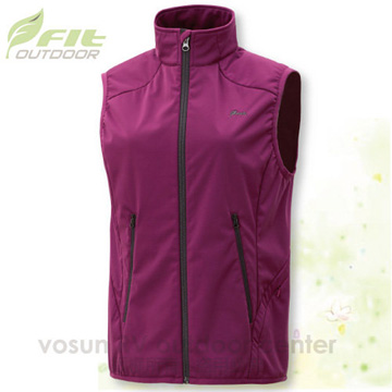 【FIT】女新款 Softshell抗風保暖背心/紫紅色 EW2401