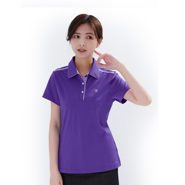 遊遍天下 女款格紋抗UV吸濕排汗POLO衫GS1014紫色