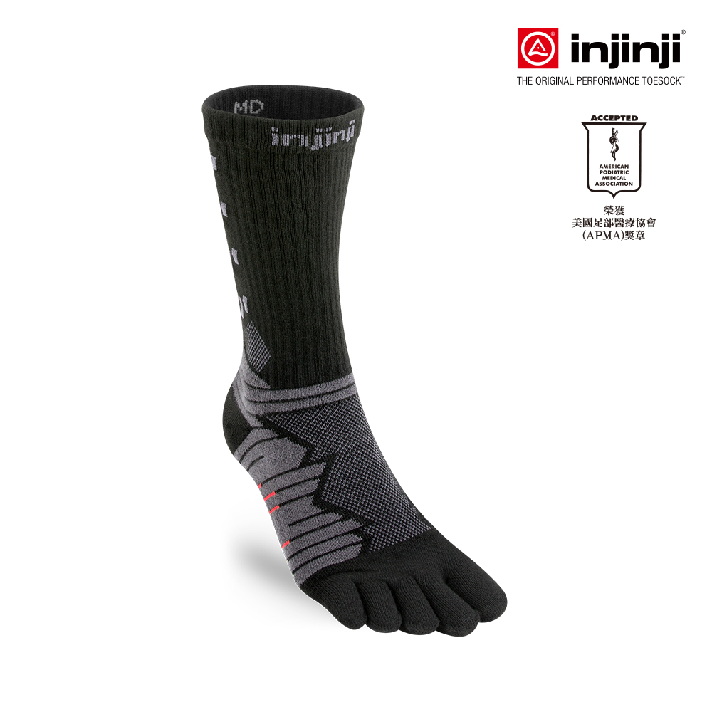 【INJINJI】Ultra Run終極系列五趾中筒襪 [碳黑