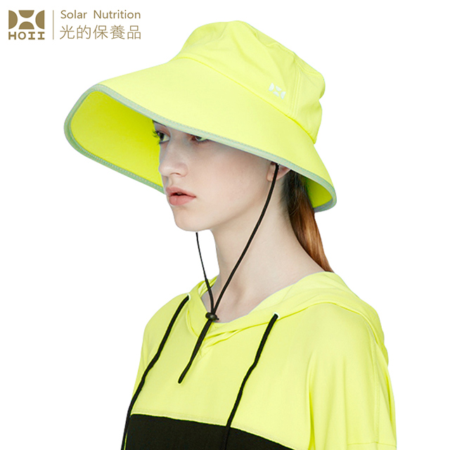 【后益 HOII】2WAY造型標語圓筒帽★黃光-UPF50+抗UV防曬涼感先進光學機能布