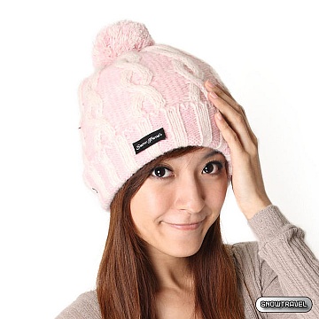 SNOWTRAVEL 圓球防風保暖羊毛帽 (淺粉紅)(850)
