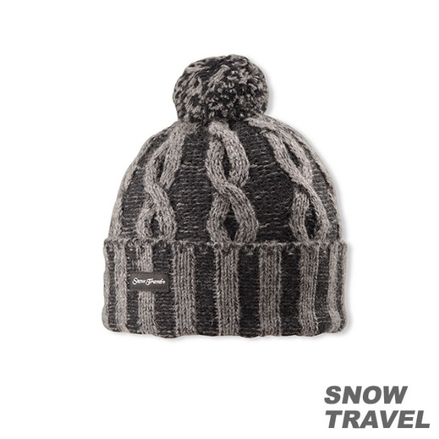 SNOWTRAVEL 圓球防風保暖羊毛帽 (黑色)(850)