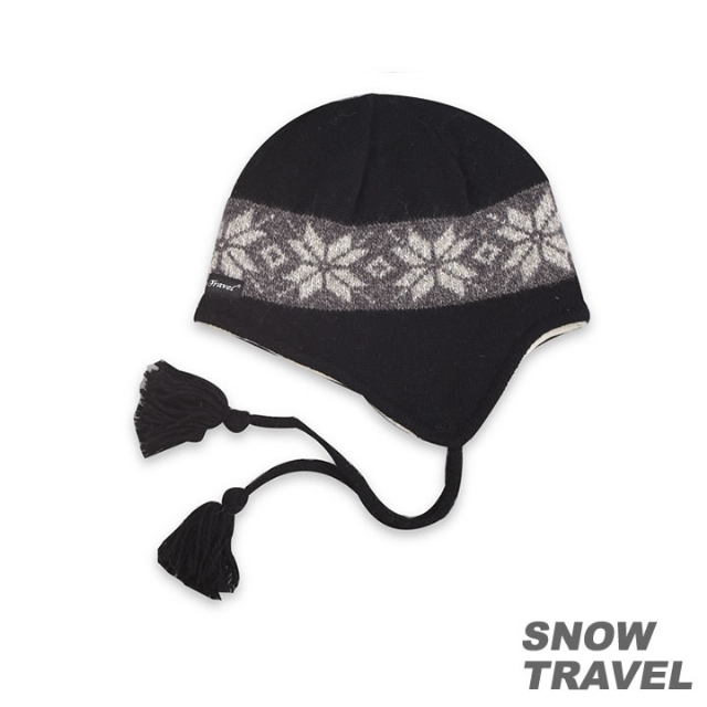 SNOWTRAVEL 3M防風透氣保暖羊毛遮耳帽 (黑色)(700)