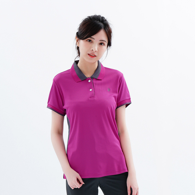 遊遍天下 MIT台灣製女款抗UV吸濕排汗POLO衫S075-1紫紅