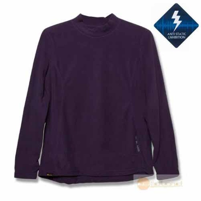 【荒野 WildLand荒野 WildLand】女 彈性抗靜電保暖內刷毛衛生衣/內衣_92561-60 深芋紫