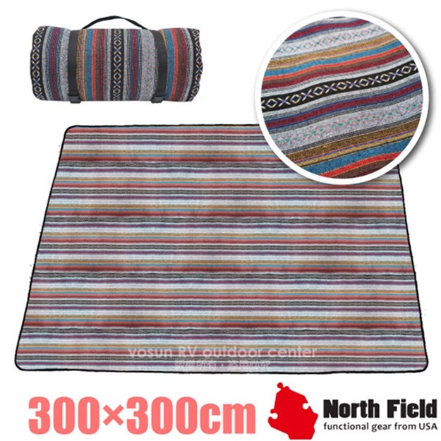 【美國 North Field】炫彩民族風 加厚抗撕裂防水野餐墊(300×300cm).爬行墊.地墊 NF-146 彩色世界