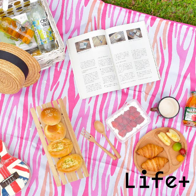 Life Plus Pic艾樂摩 折疊式防潑水多用野餐墊 (粉色虎紋)