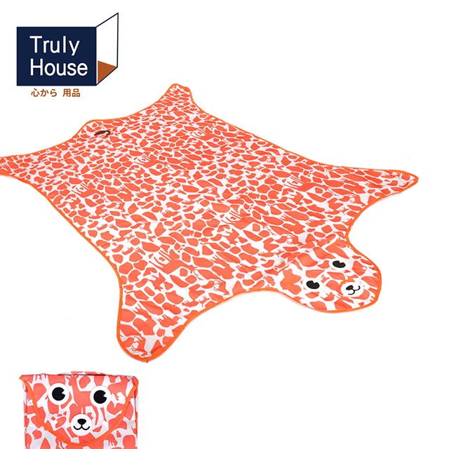 【Truly House】可愛動物野餐墊/地墊/防潮墊/寶寶爬行/地布(加大款)(橘色)