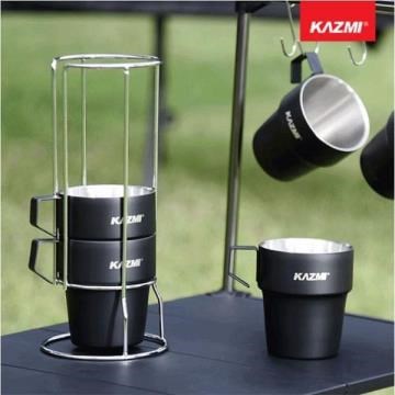 【KAZMI】不鏽鋼雙層馬克杯5入組(啞光黑) -早點名露營生活館