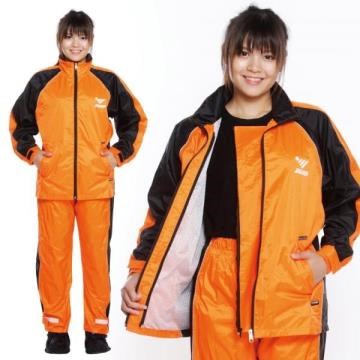 JUMP 將門 日系雙拉鏈套裝二件式風雨衣 橘黑