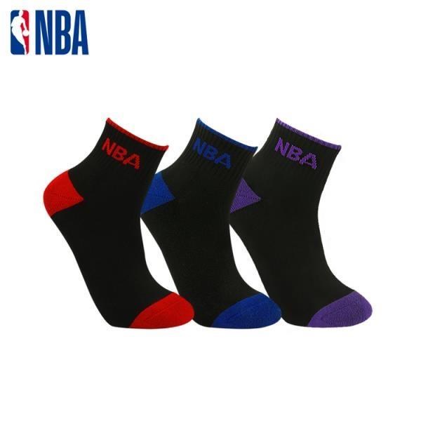 【NBA運動配件館】NBA襪子 運動襪 籃球襪 時尚緹花毛圈短襪(3雙組)