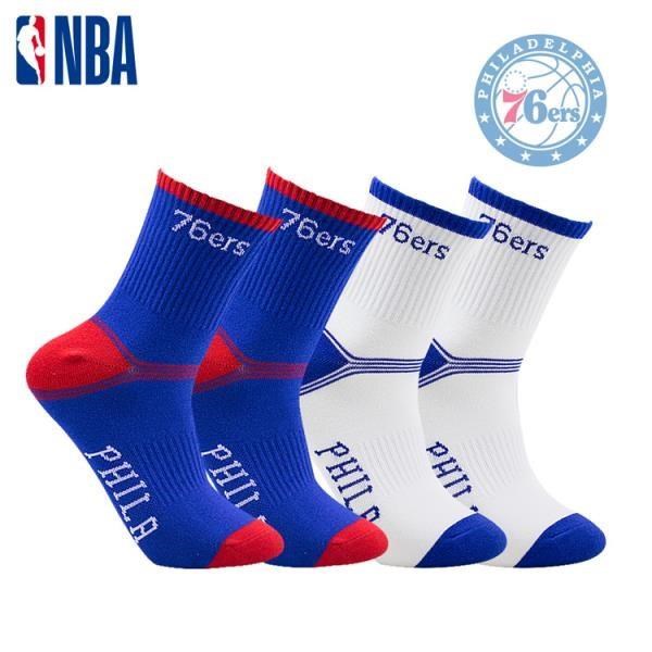 【NBA運動配件館】NBA襪子 平版襪 中筒襪 76人 球隊款緹花中筒襪
