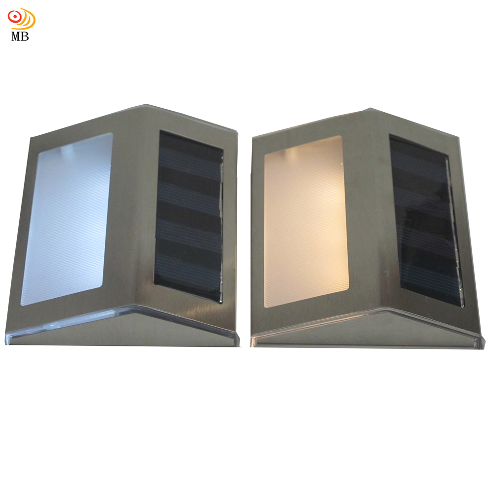 月陽不鏽鋼太陽能自動光控3LED台階燈璧燈庭園燈超值2入(ST1082)
