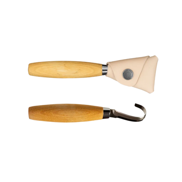 MORAKNIV Hook Knife 164 左手用不鏽鋼彎勾木雕刀 原木色