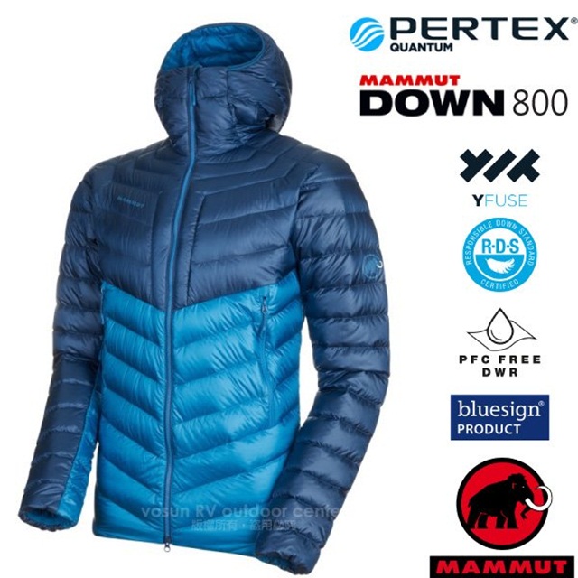 【MAMMUT 長毛象】男新款 Broad Peak IN 輕量保暖防風防潑連帽羽絨外套 1013-01140-50255 藍寶石