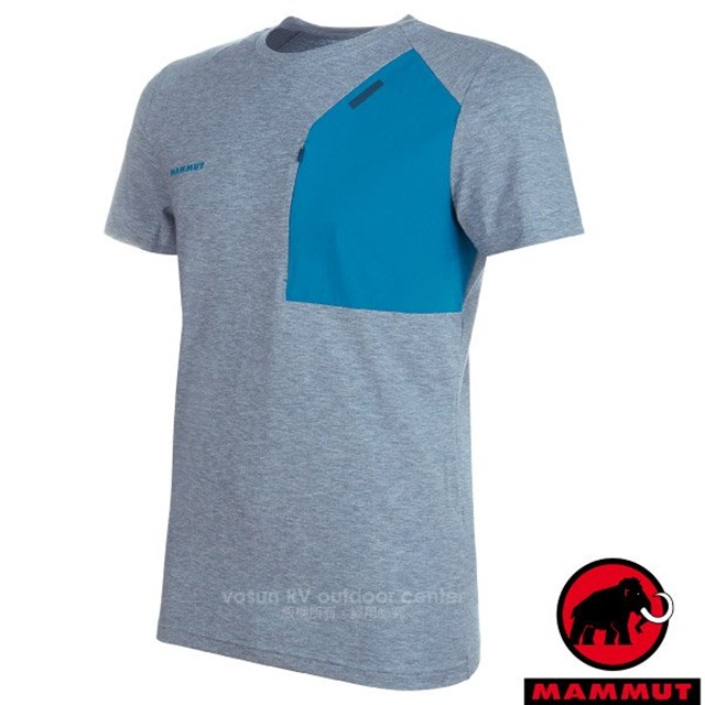 【MAMMUT 長毛象】Crashiano 男新款 輕量透氣短袖圓領排汗衣 1017-00920-50258 水鴨藍/藍寶石