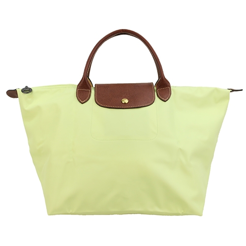 LONGCHAMP Le Pliage 短把摺疊水餃包(中/螢光粉綠