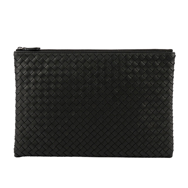 BOTTEGA VENETA 編織羊皮大款手拿包/收納包(黑色) 522430 V001N 1000