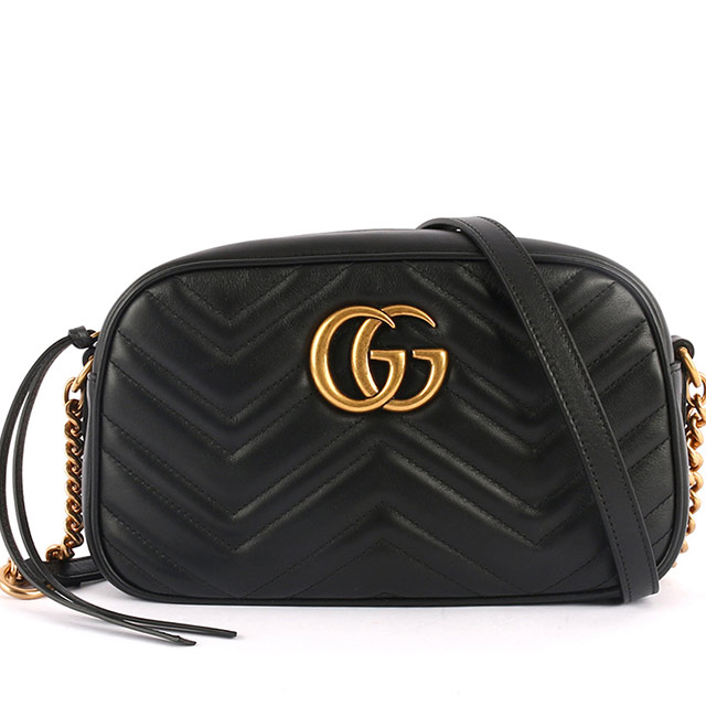 GUCCI 小牛皮GG Marmont肩背/斜背包(黑) 447632 DTD1T 1000